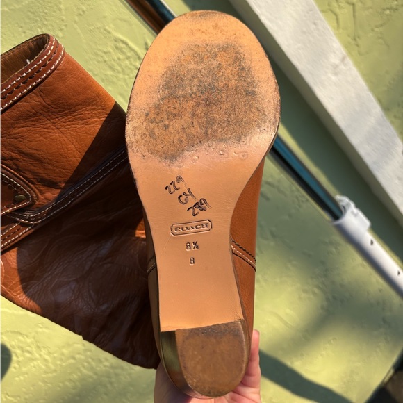 Coach Brown Leather embossed Knee-High Boots - Picture 9 of 10